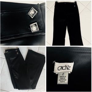 SATEEN LOOK WIDE LEG DRESS PANT WITH ACCENT BUTTON